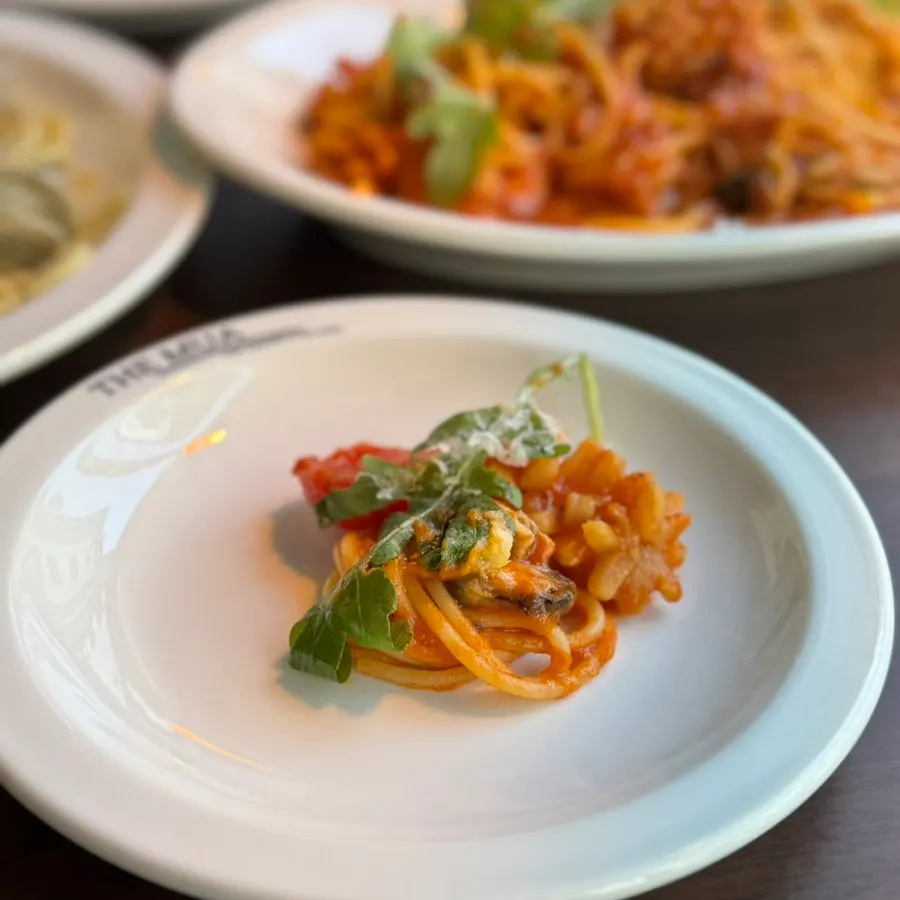 Shrimp and squid in the smoky mare pasta