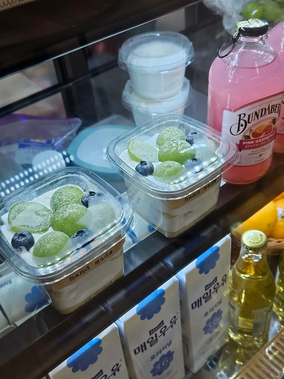 Showcase with drinks and refrigerated items