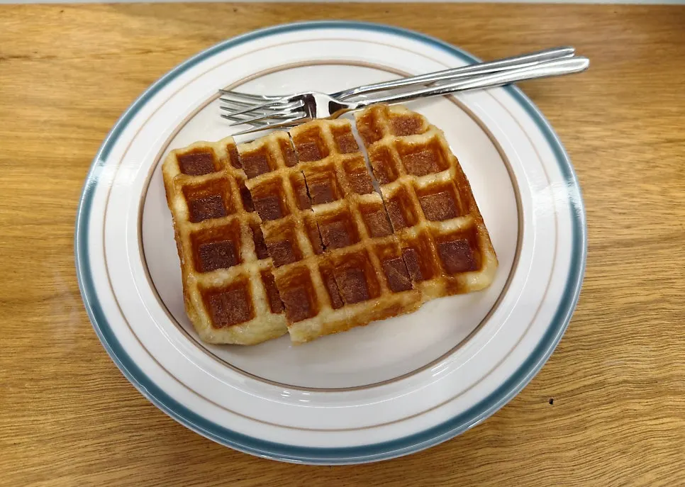 Crispy-edged plain waffle at The Sweetree