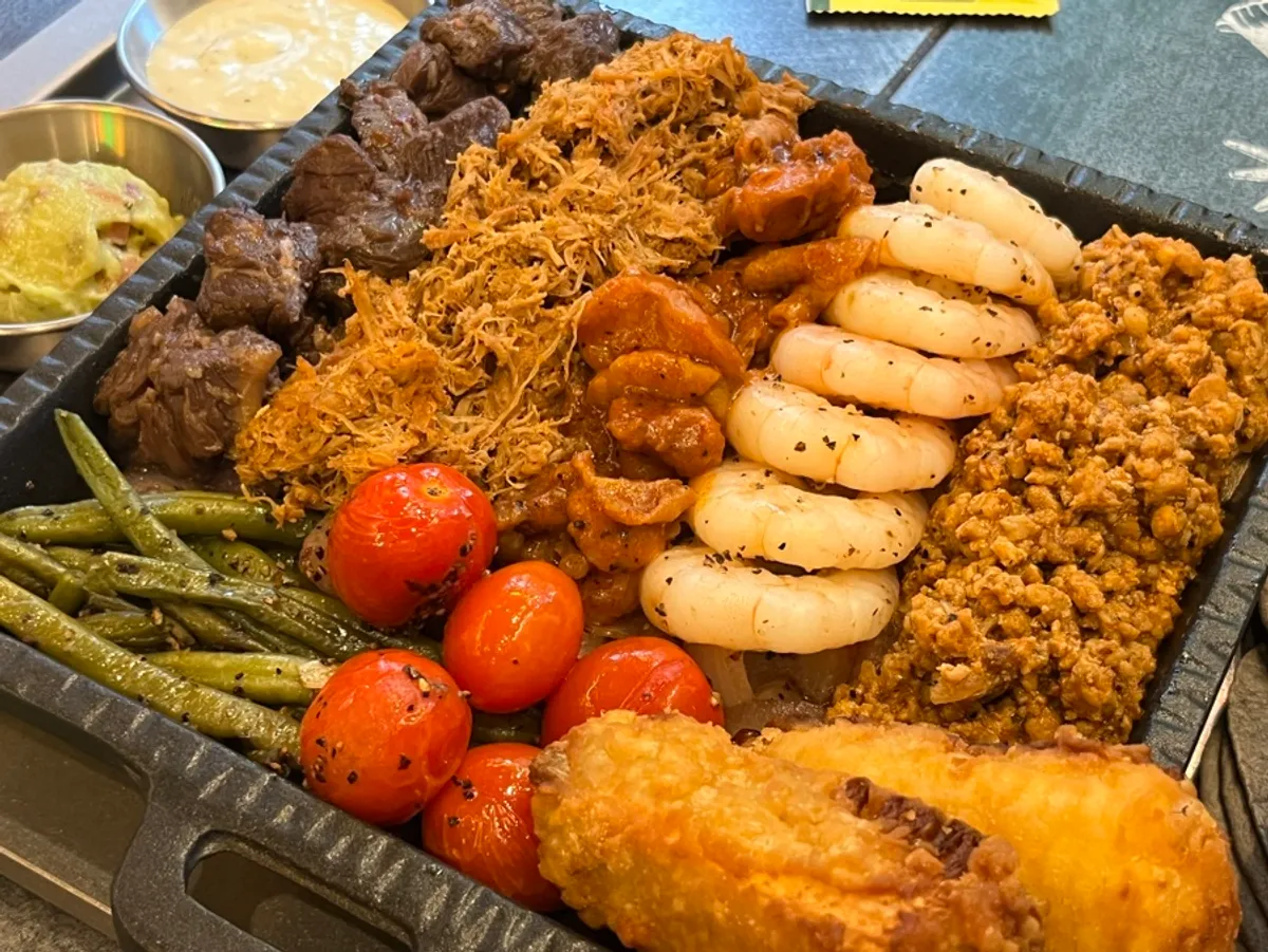 All-meat fajita platter set out on the table