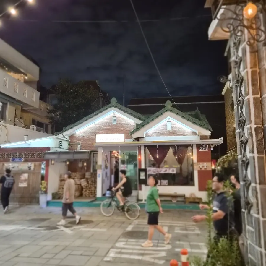 Suwon's Haengni-dan-gil street lit up at night