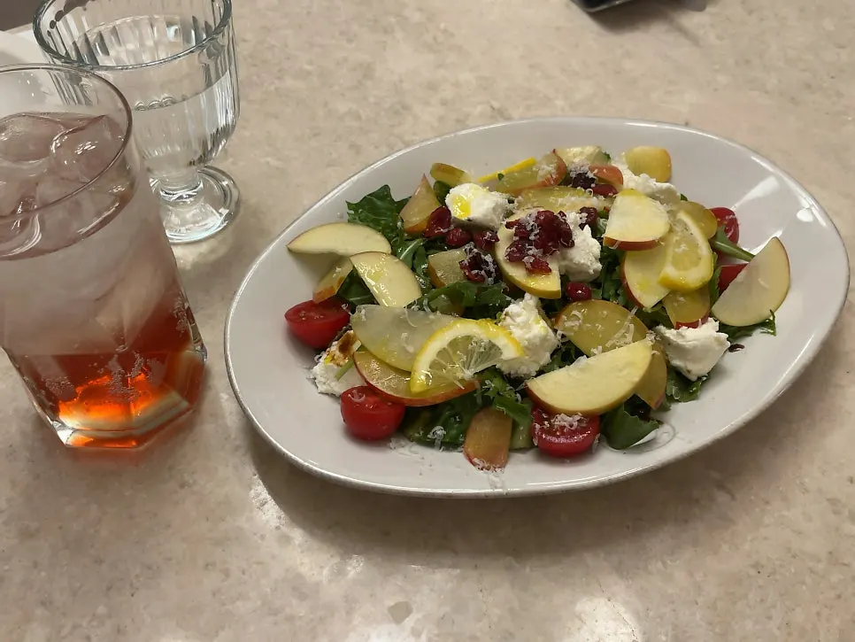 Scooping a bite of the ricotta salad