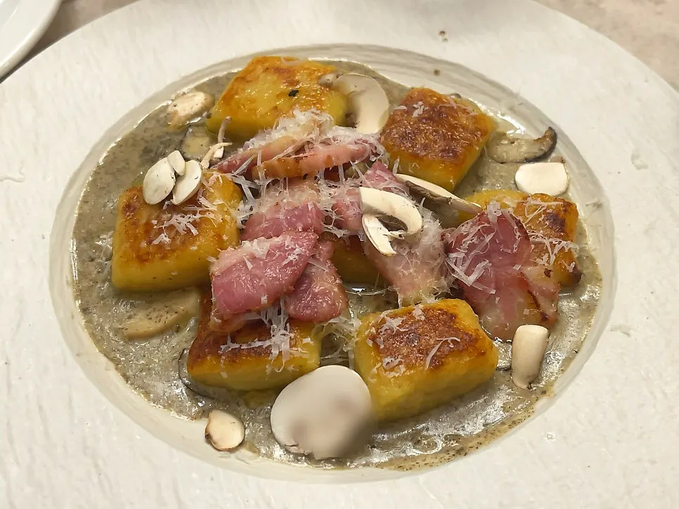 Plate of truffle mushroom gnocchi