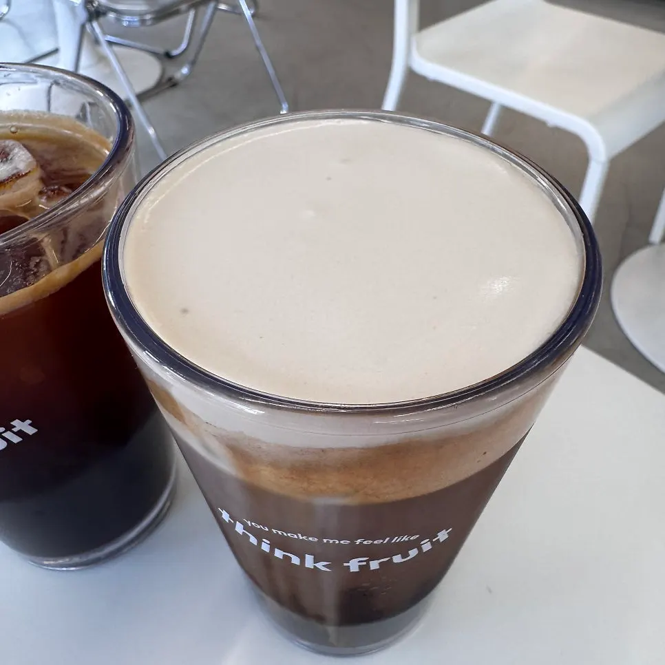 The salted cream coffee and Americano served first
