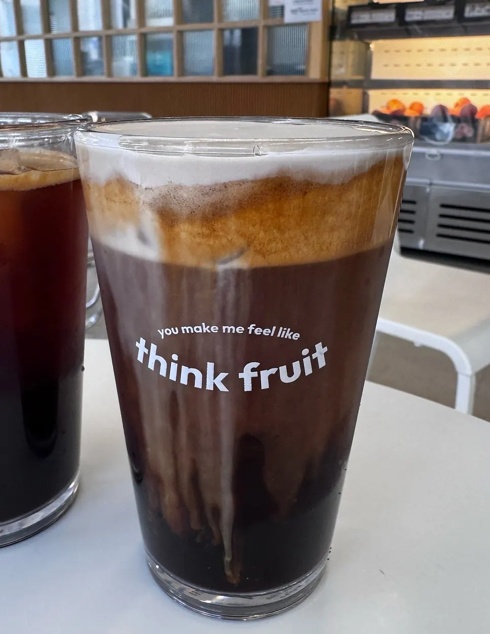 Think Fruit's salted cream coffee topped with cream
