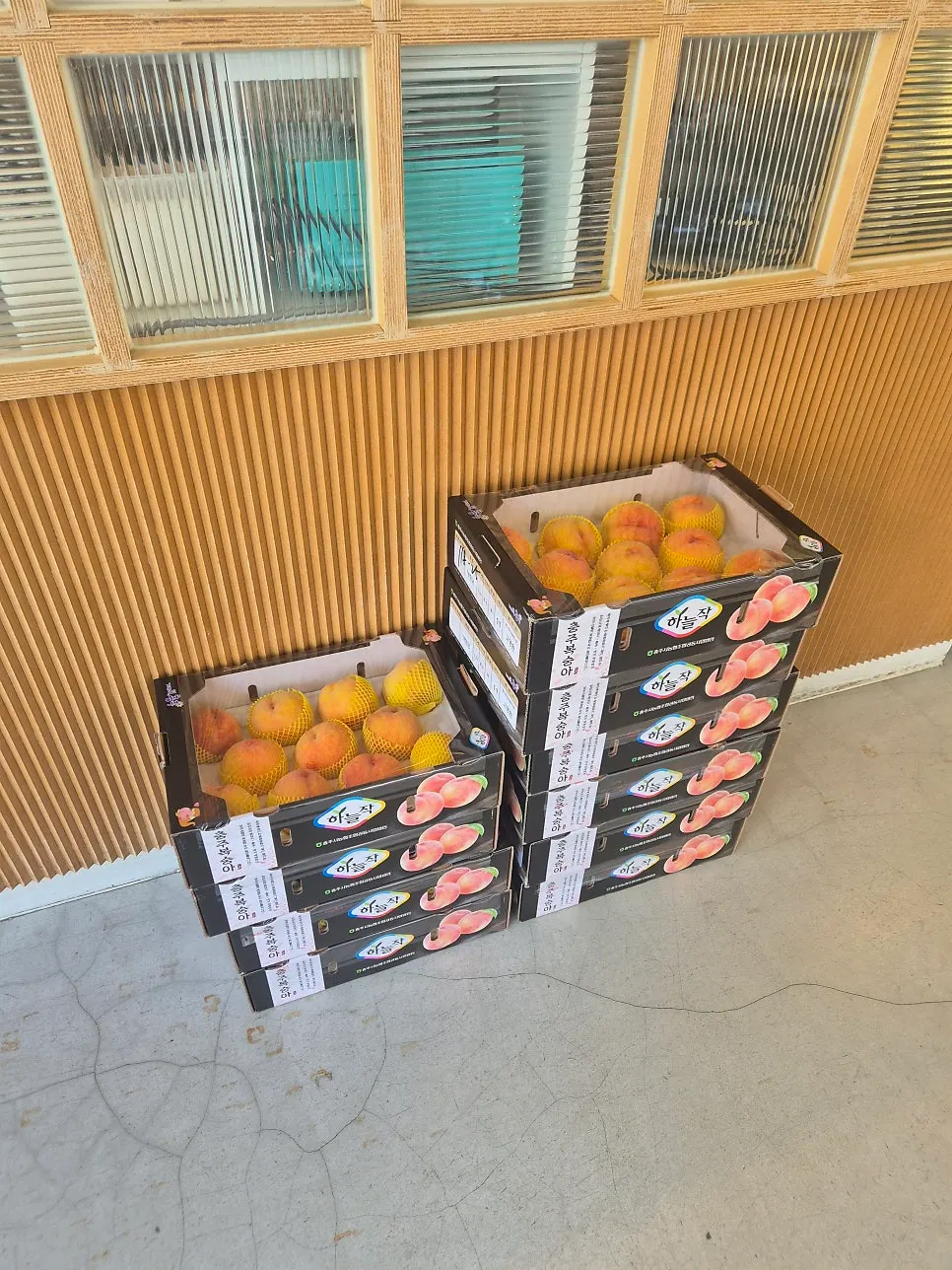 In-season peaches packed in a box