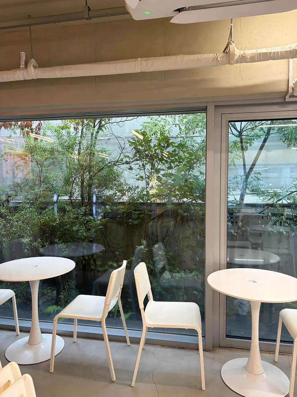 Café interior beside the window on a rainy day
