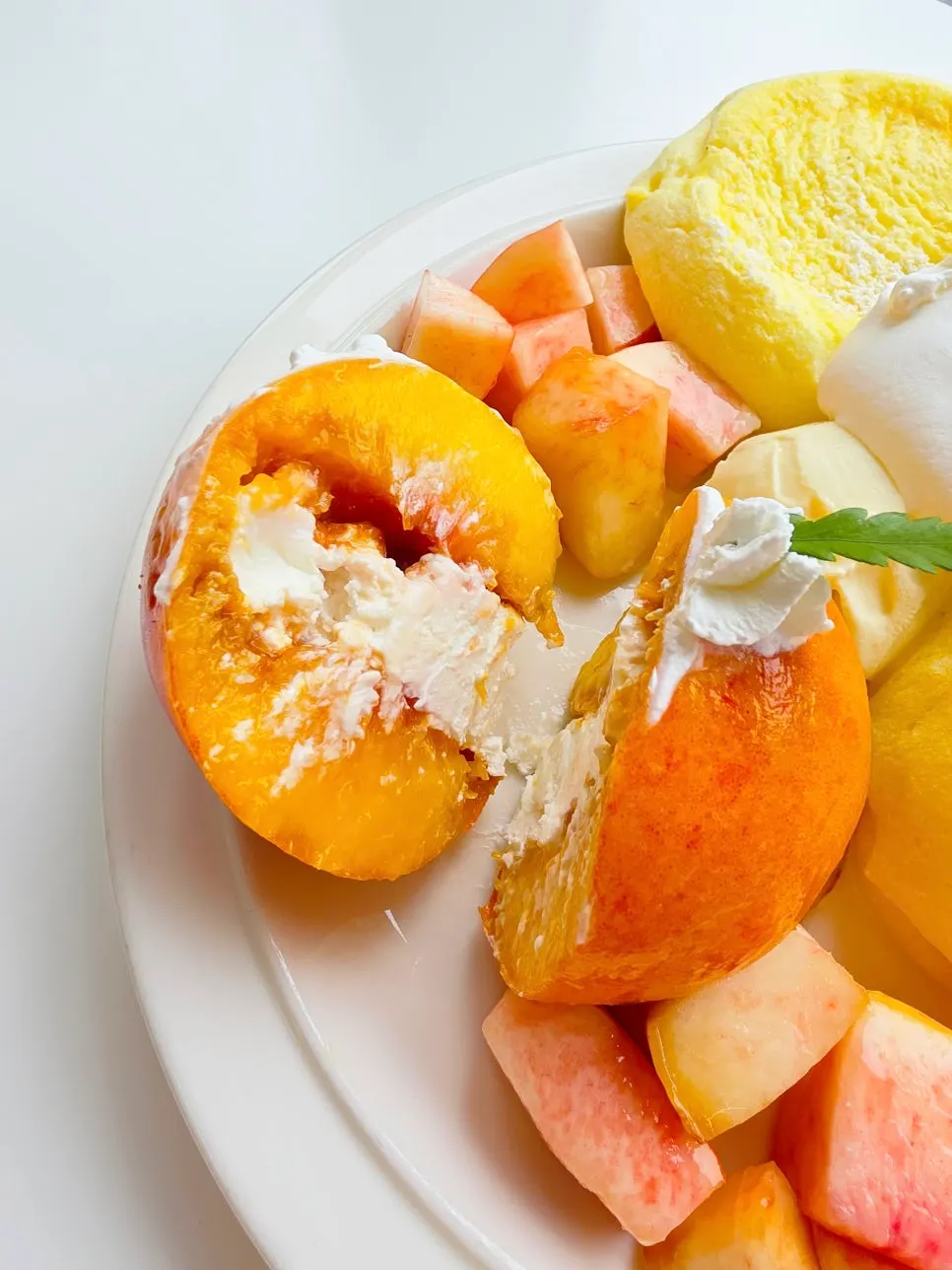 Final shot of the peach soufflé at Think Fruit Hongdae