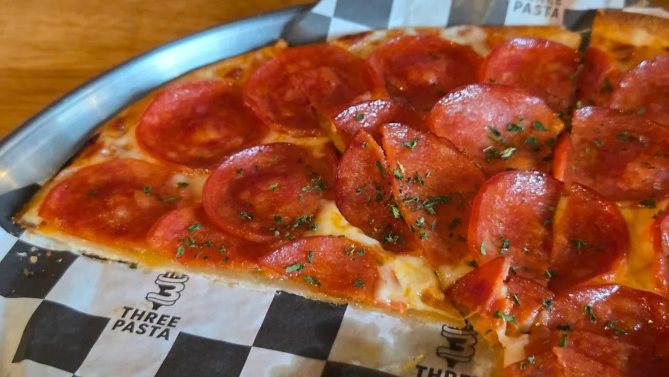 Thin crust mega pepperoni pizza