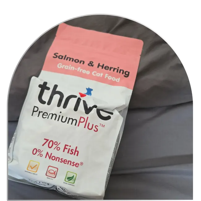 Thrive dry food packaging with a zip closure