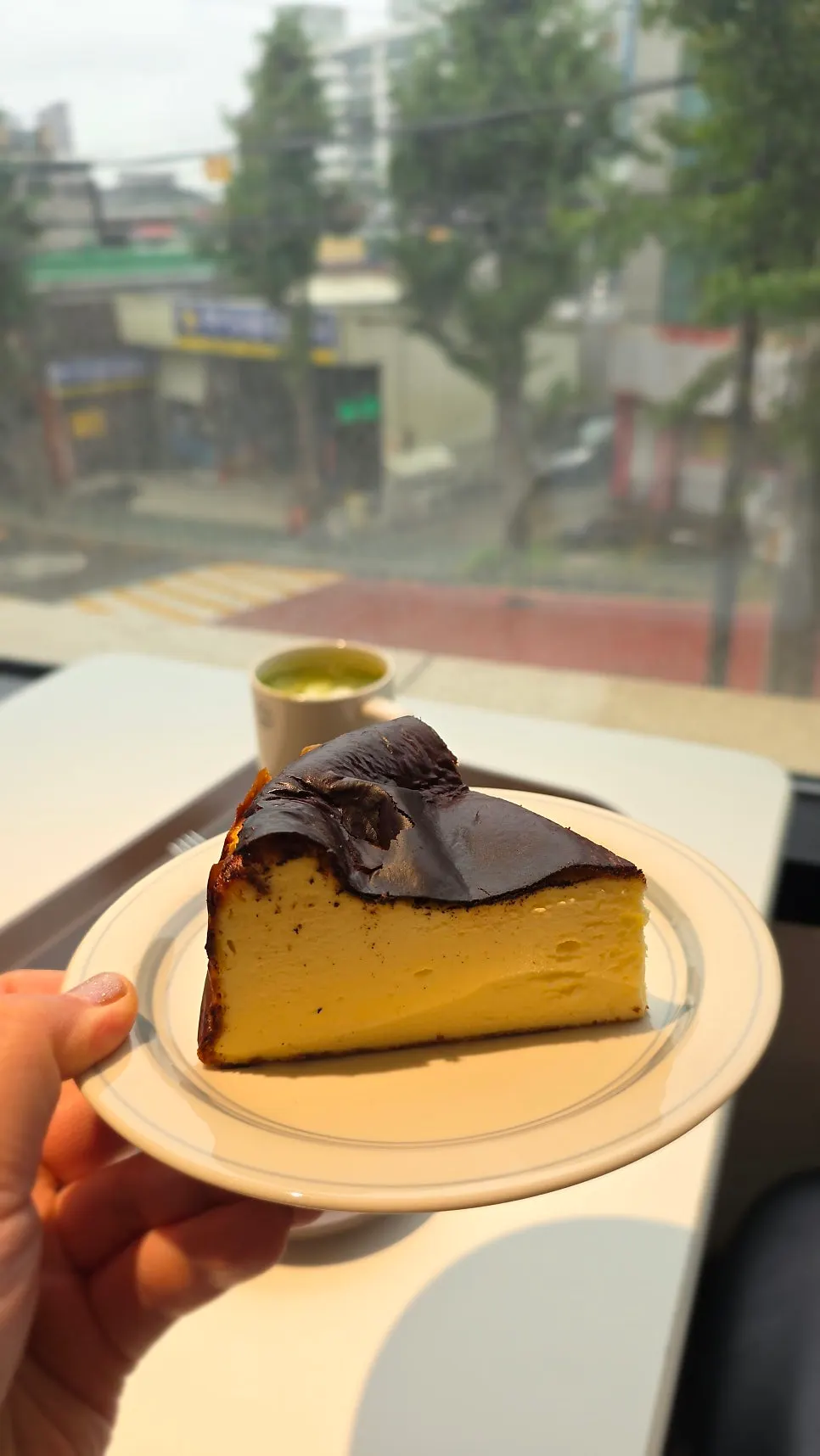 Dense-looking Basque cheesecake