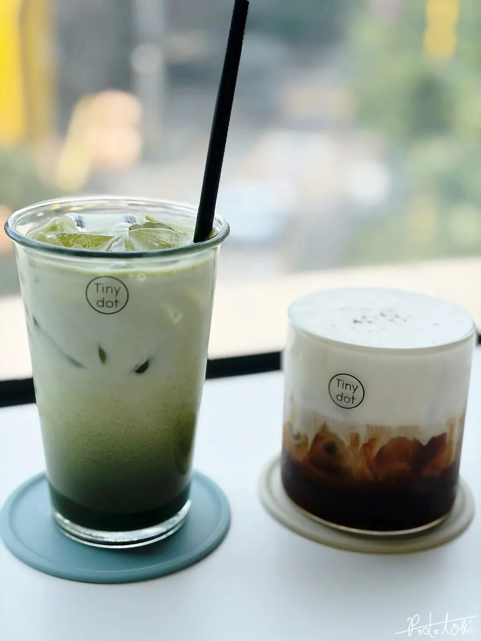 Deulkkae-dat, stone-mill matcha latte, and gourmet butter scone at Tiny Dot