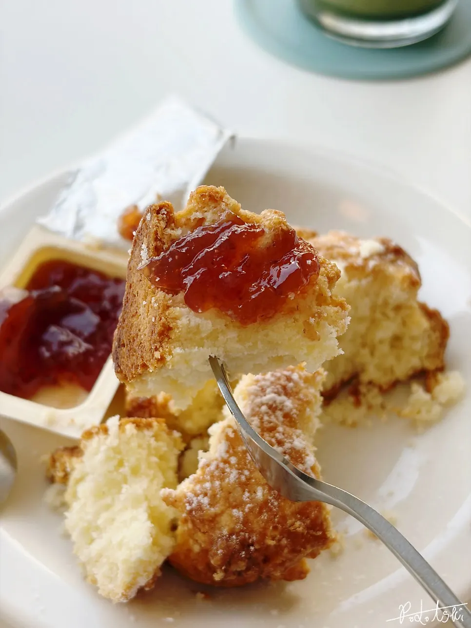 Tiny Dot's gourmet butter scone served with strawberry jam