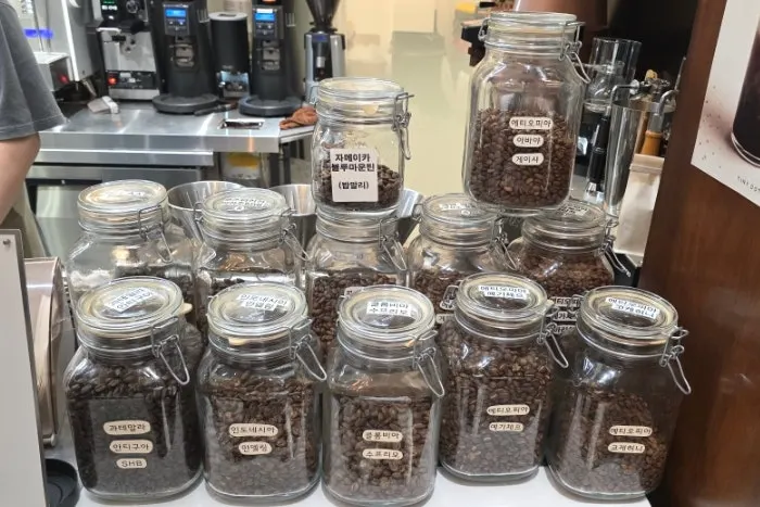 Hand drip beans displayed at Tiny Dot