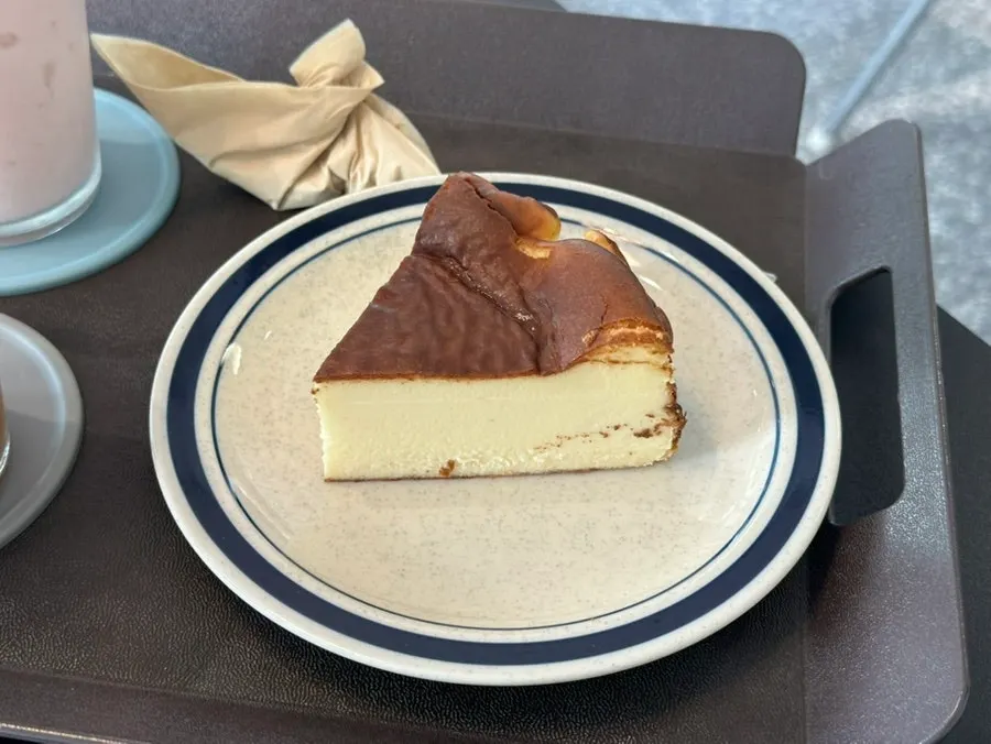 A slice of Basque cheesecake at Tiny Dot