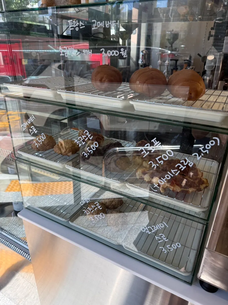 Handmade desserts in the display case
