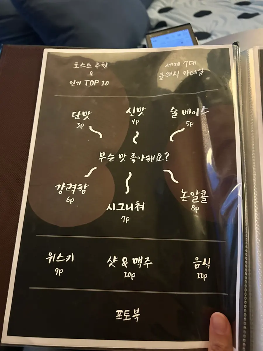 조명 아래 놓인 테이블과 잔