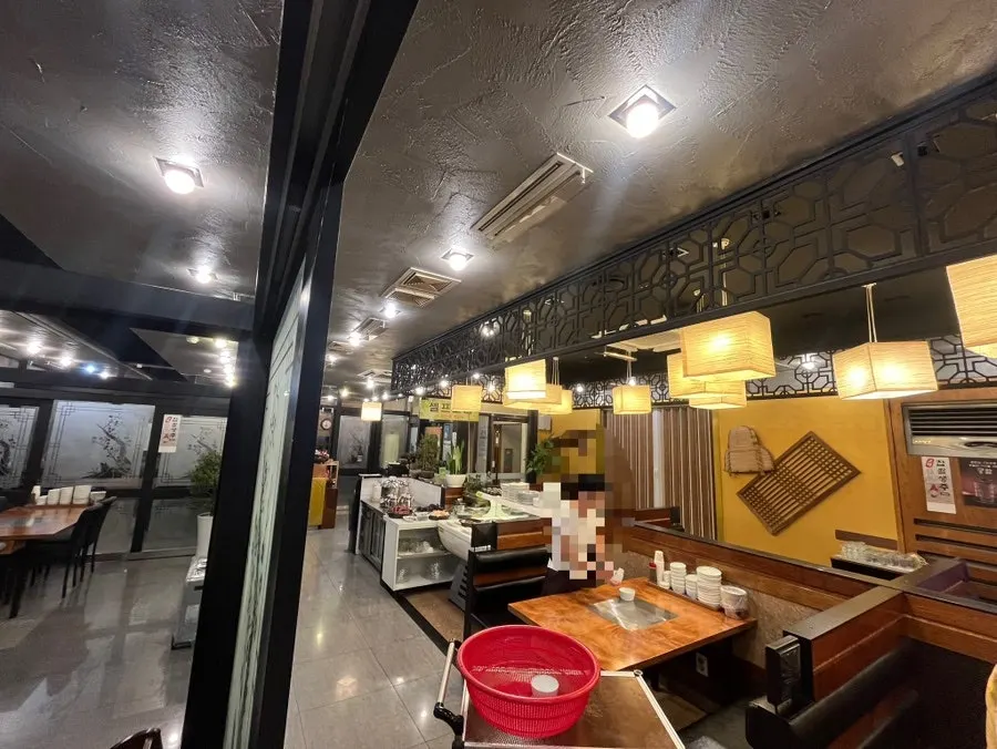 Full view of tables inside the restaurant