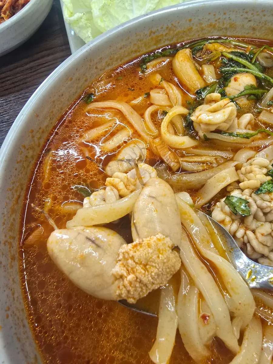 알곤이 칼국수 한 그릇 가까이 본 모습