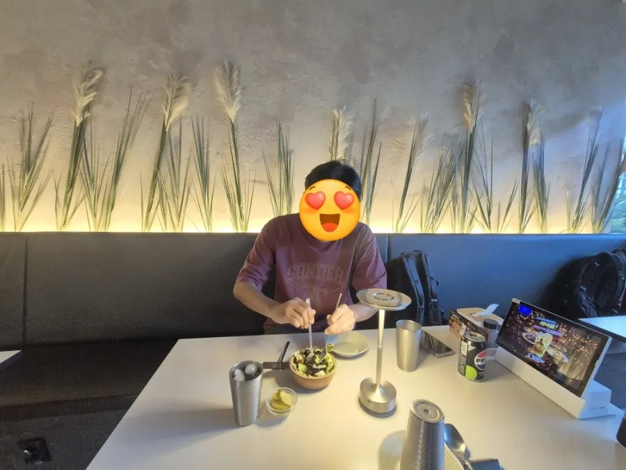 Free salad bar with dressings and toppings