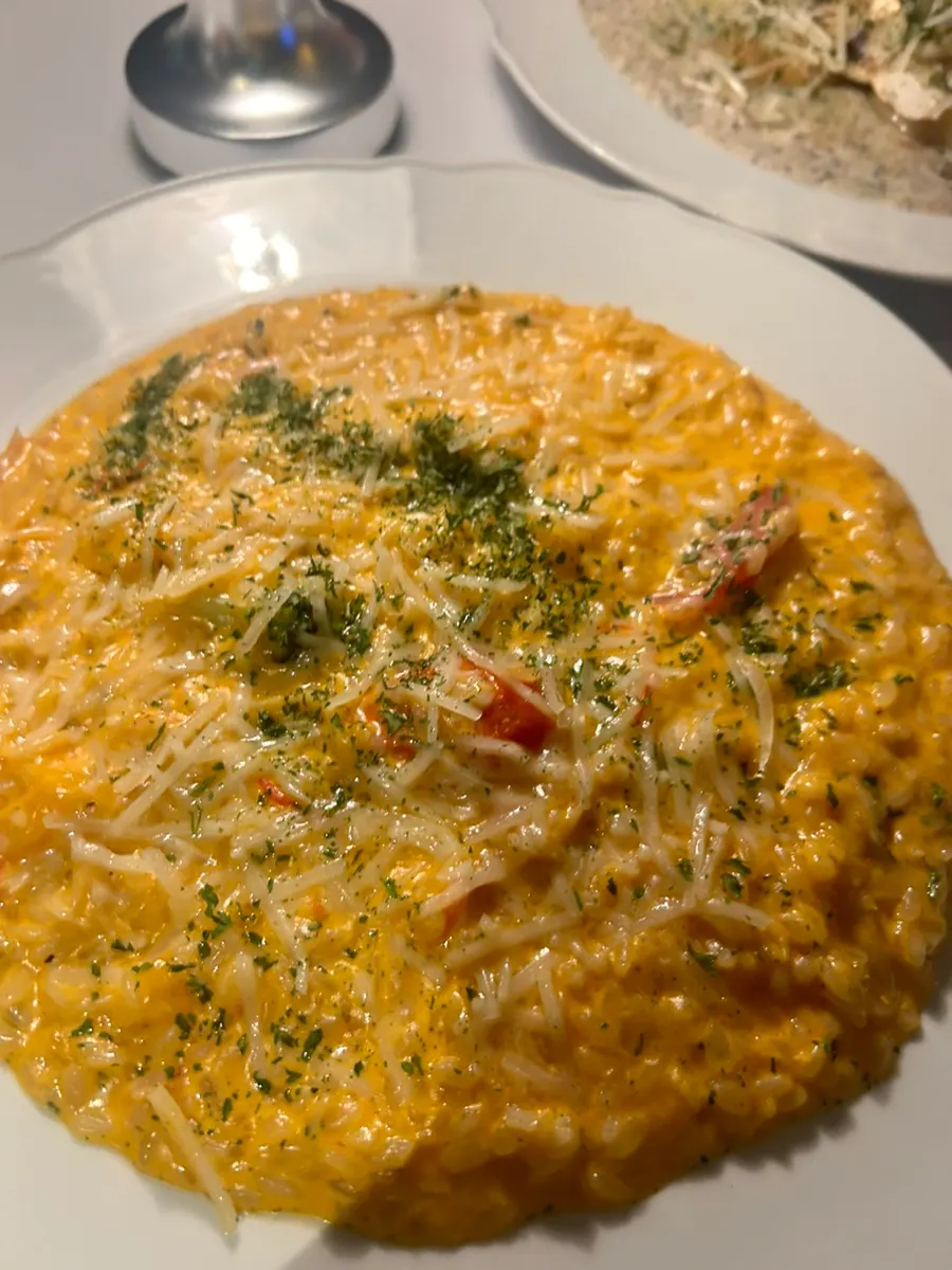 A plate of spicy crabby risotto