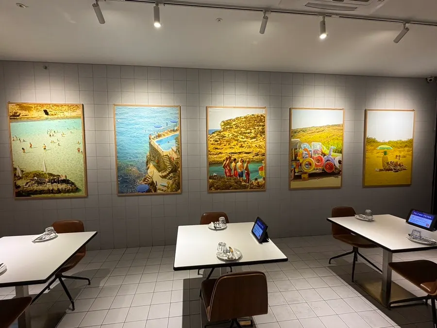 Seating area under soft lighting