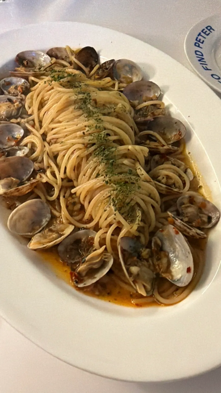 Vongole pasta with octopus, clams, and garlic