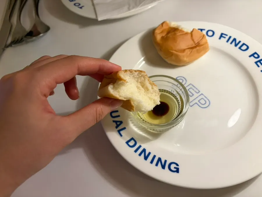 Pre-meal bread dipped in balsamic oil