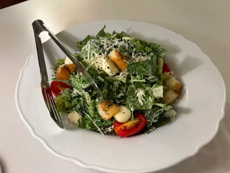 Caesar salad set on the table