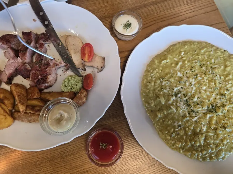 A bowl of cream risotto with abalone innards