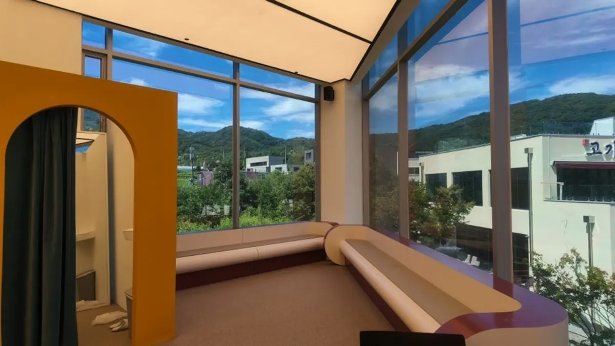 View of the sky and resting area from the second-floor window