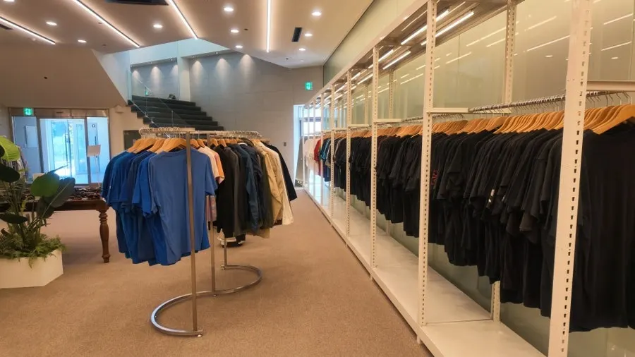 Shoe and clothing display corner in the store