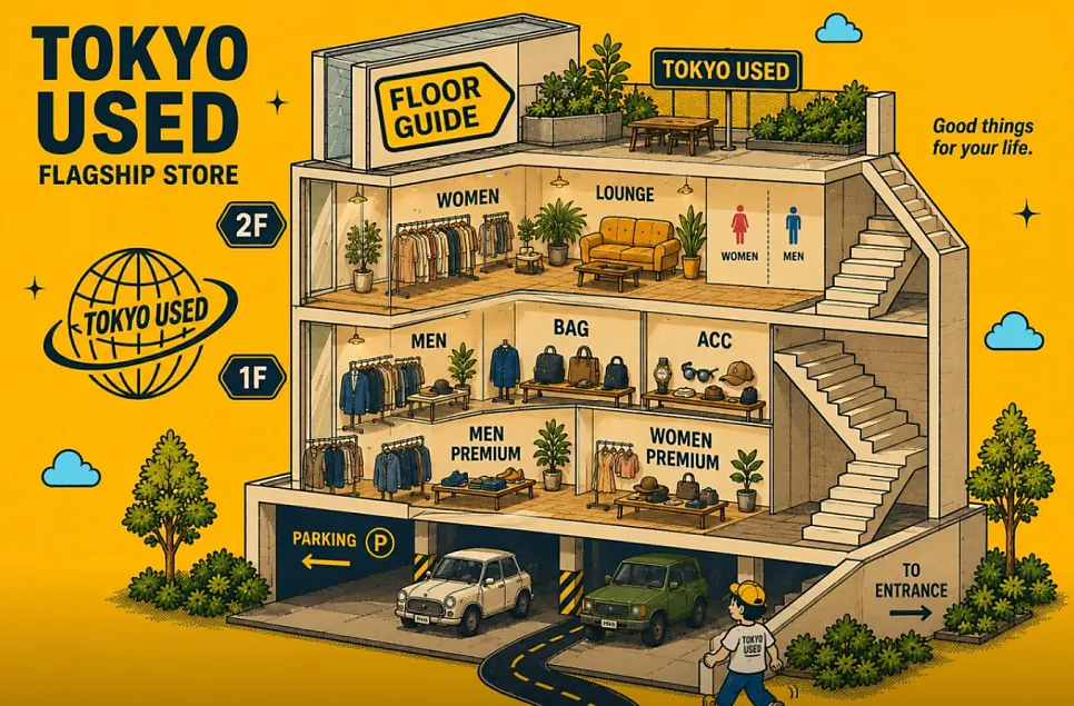 Area around the entrance of TOKYO USED Flagship Store