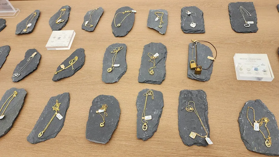 Necklaces and other accessories on display at TOKYO USED