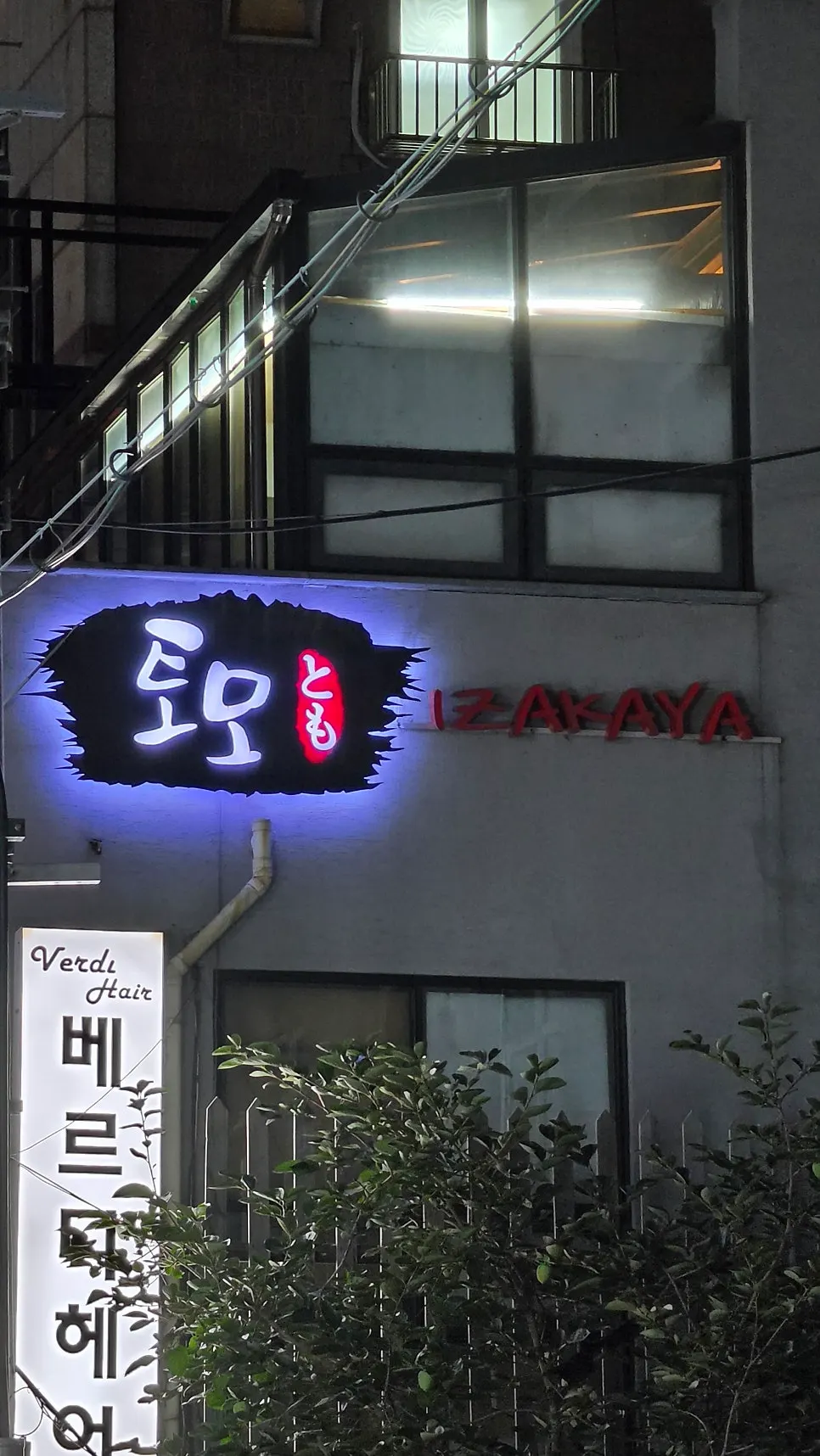 Vertical shot of Tomo izakaya's interior