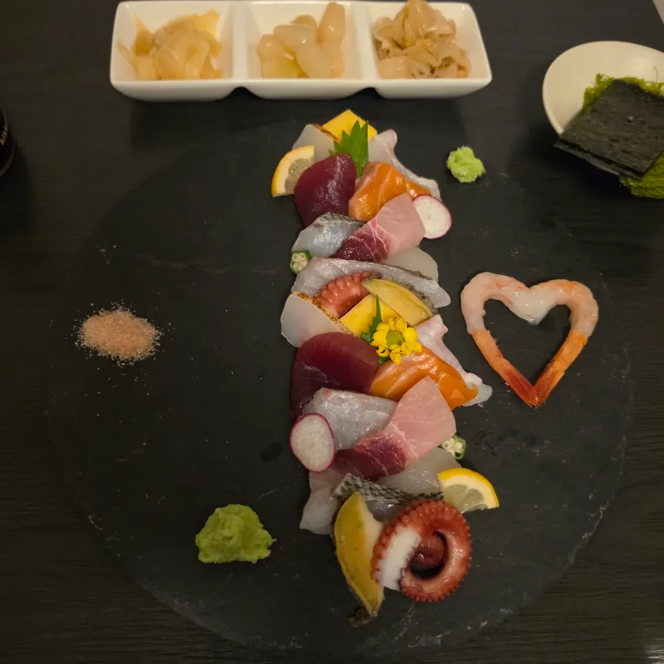 A full plate of premium sashimi for two