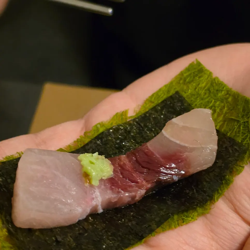 A plate holding several kinds of sashimi