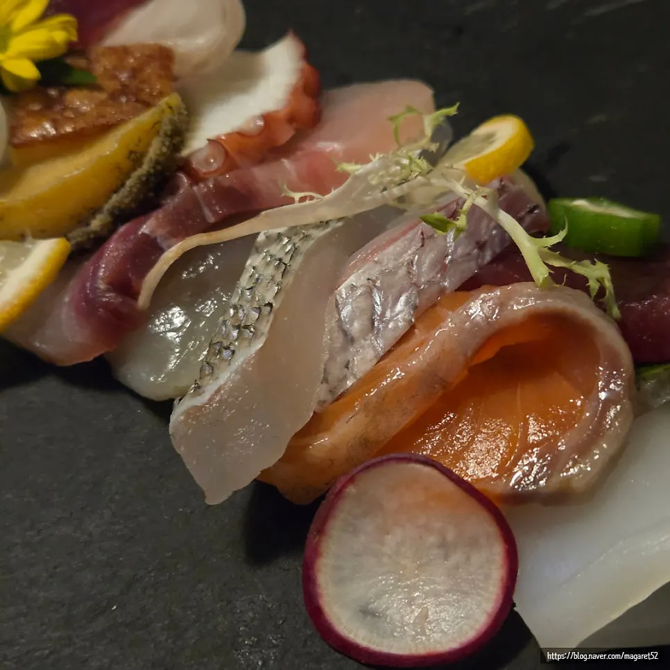 Close-up cross-section of the premium sashimi