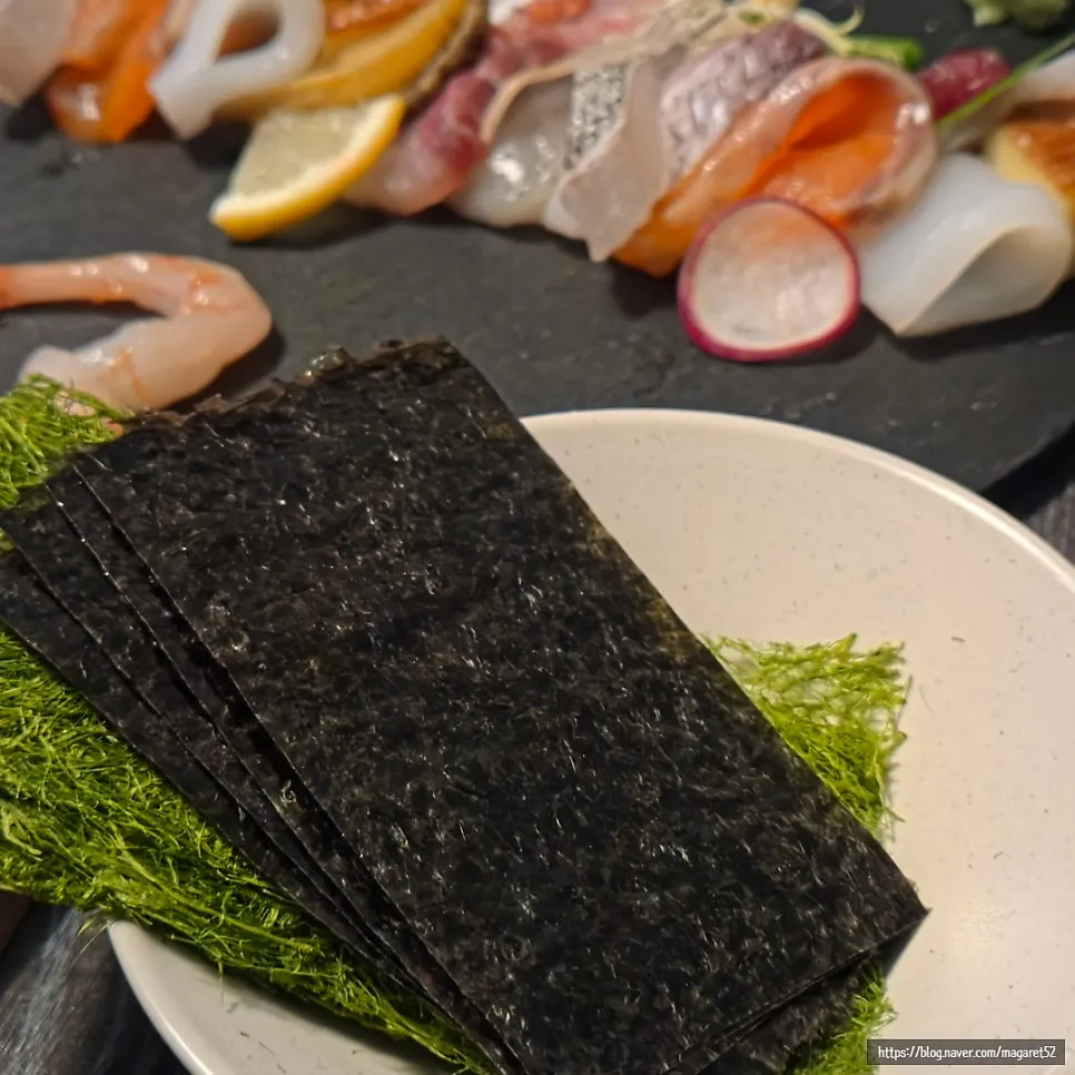 Sashimi wrapped in seaweed