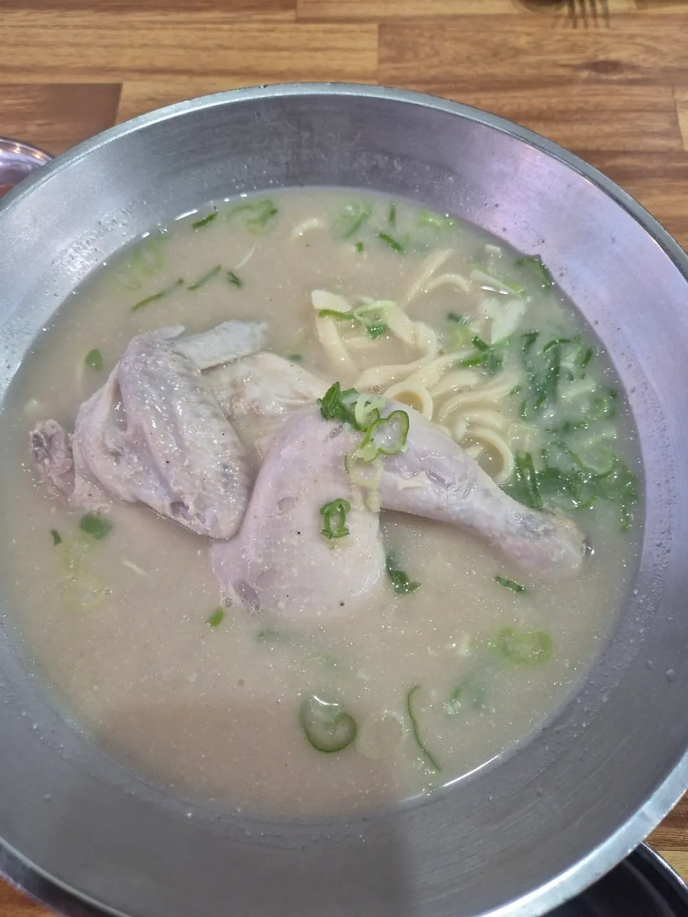 Table set with dak kalguksu and gochu jjimdak