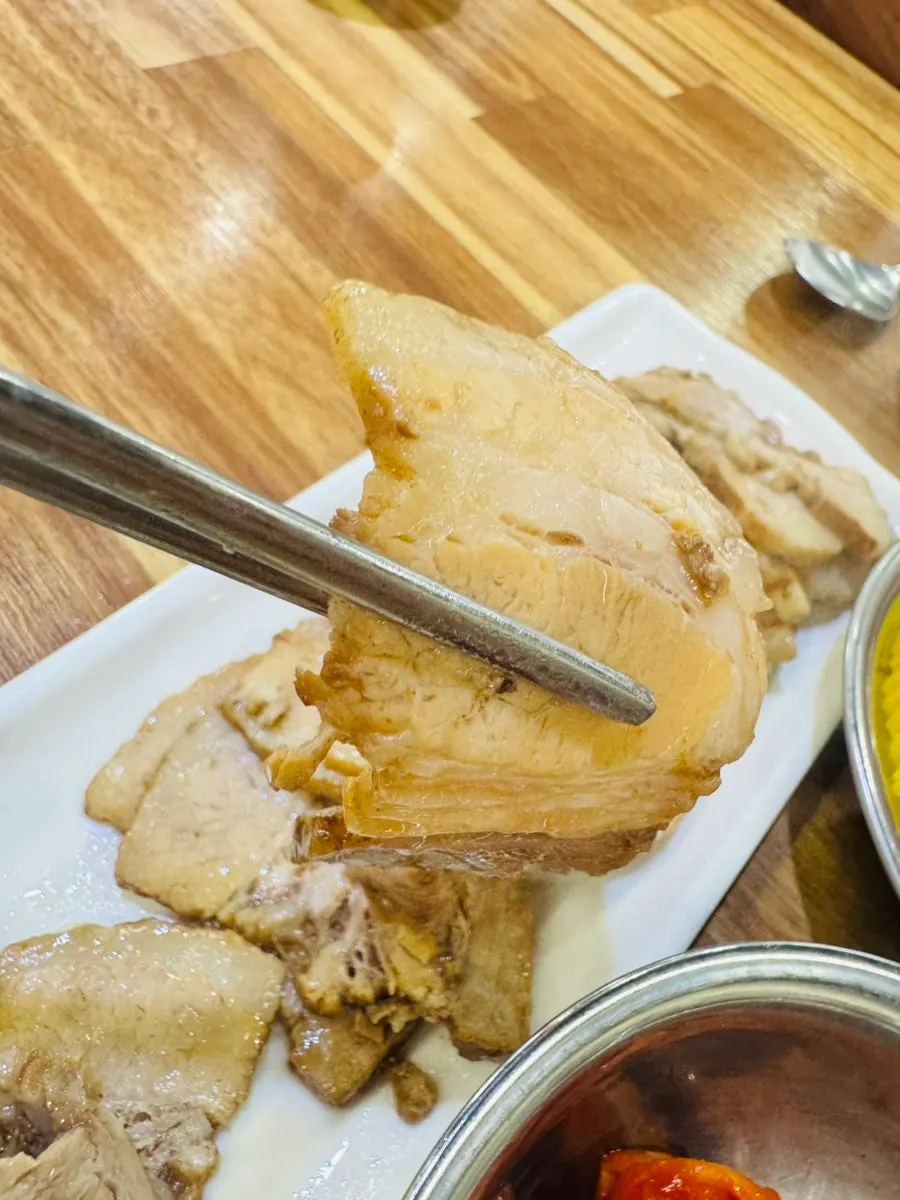 Tender taster boiled pork served on the side