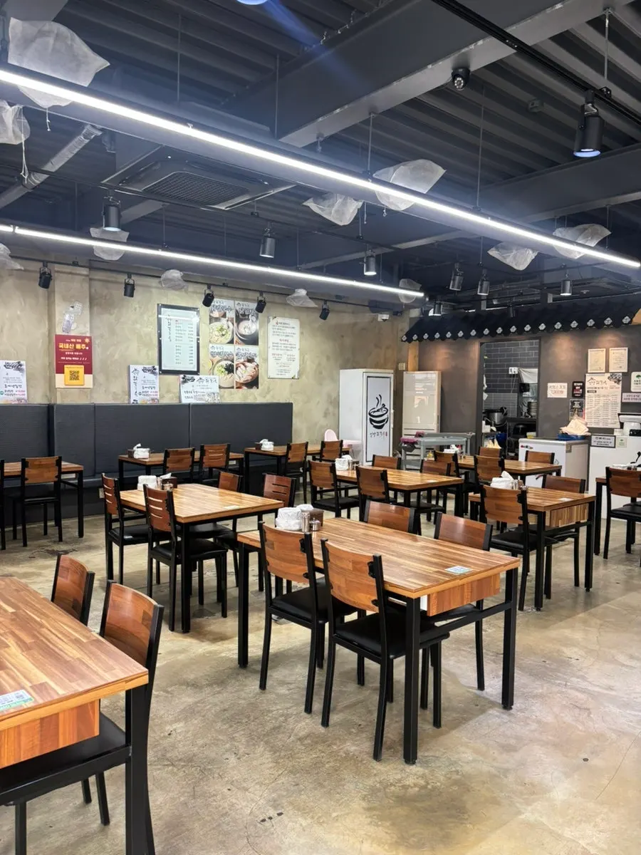Interior with generously spaced tables