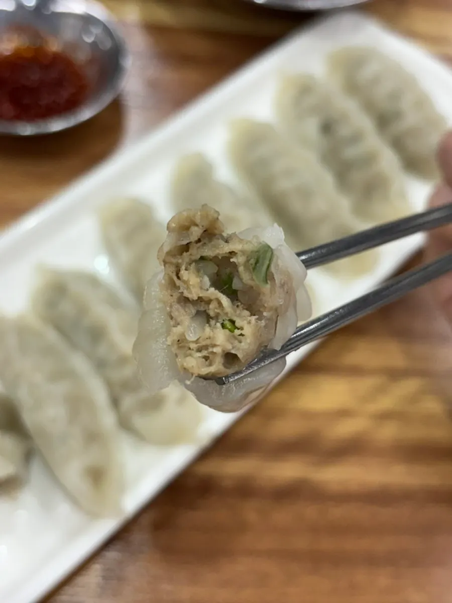 Cross-section of mandu packed with filling