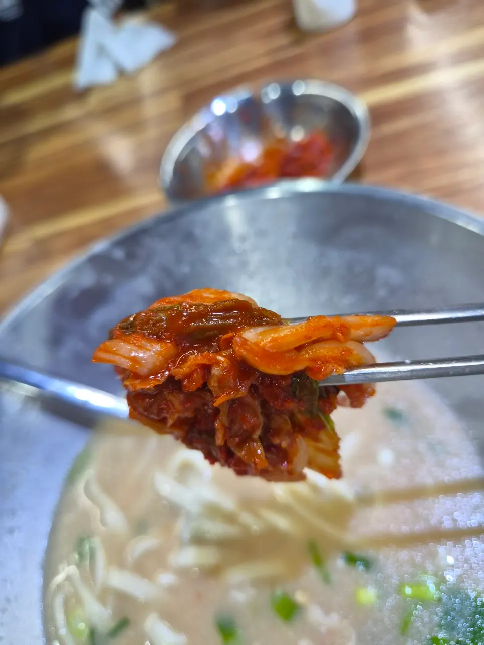 Extra spicy kimchi served on a plate