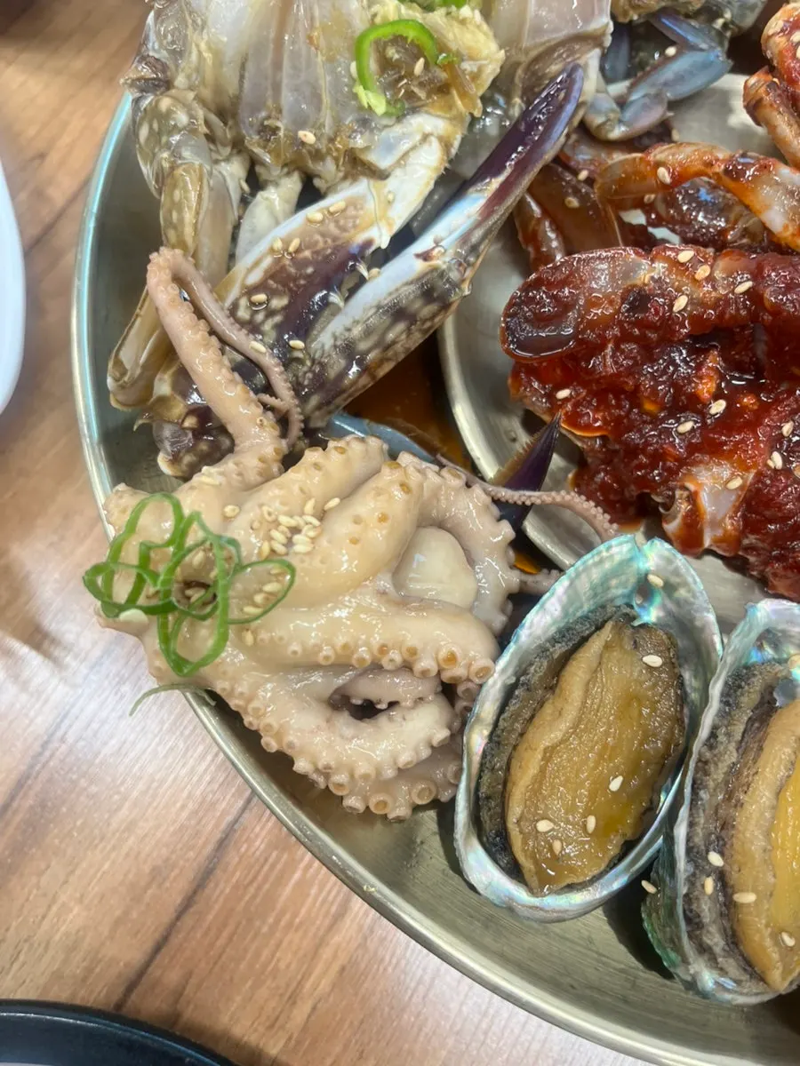 Close-up of abalone jang from the assorted platter