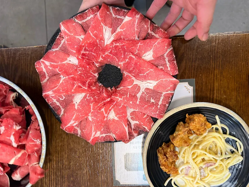 영수증 리뷰 서비스로 받은 한우 샤브고기 한 판