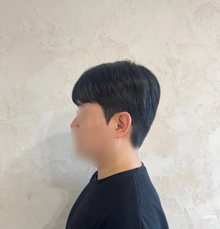 다운펌 후 정면 덮머리 스타일