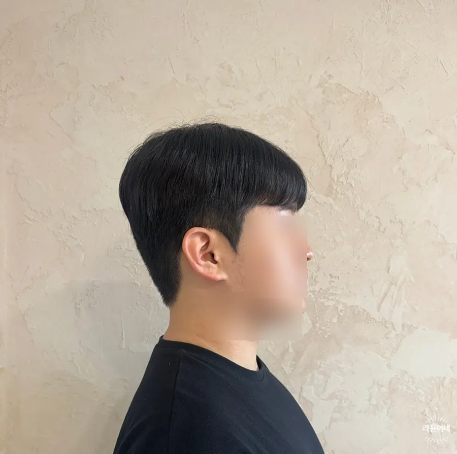다운펌 후 옆머리가 가라앉은 측면