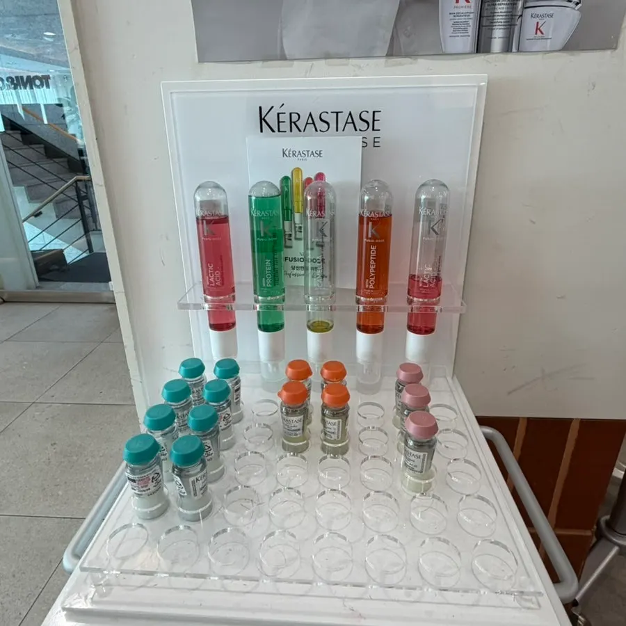 Corner displaying hair clinic products