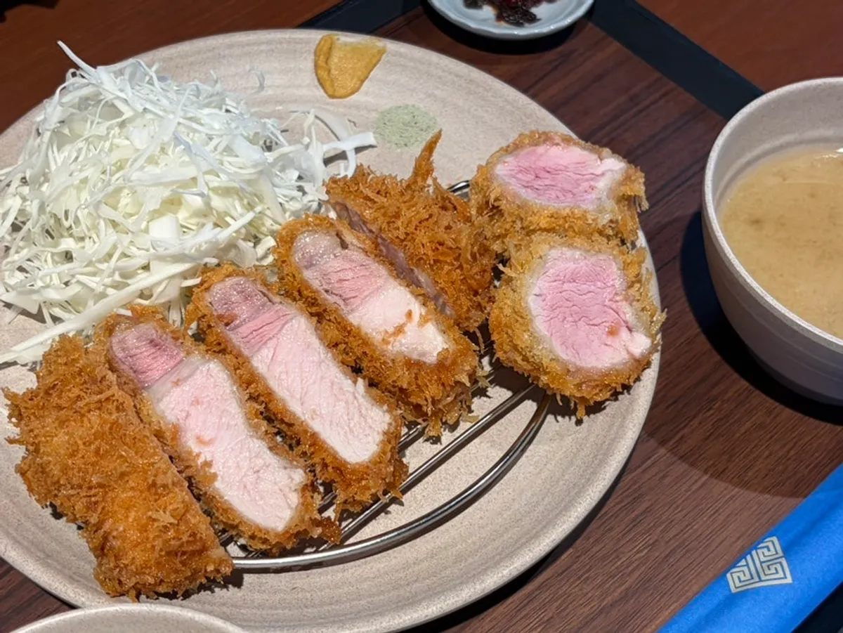 Full spread of Tonka's special loin katsu set
